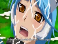 Blue haired anime chick gets a facial